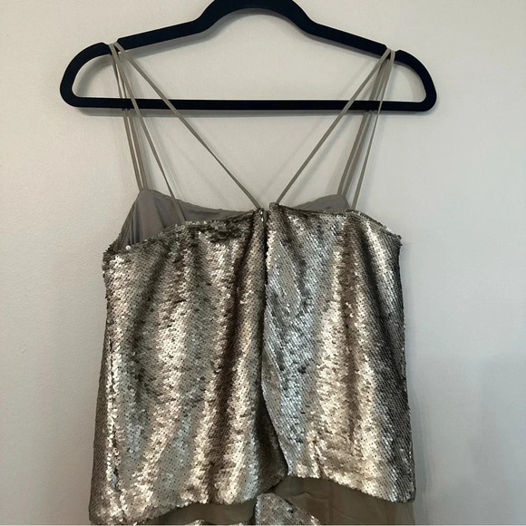 Banana Republic Champagne Sequin Silk Underlay Dress with Straps Size 2 NWT - Picture 10 of 11